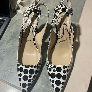 J.Renee Black and White Polka Dot Heels